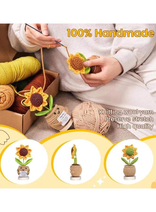 Daytoyz Handmade Crochet - I Love You - Mom Gift from Daughter, Son, Kid - Mother's Day, Christmas, Birthday Present Idea - Knitted Decor - Positive Sunflower Doll Crochet with Card - Image 4
